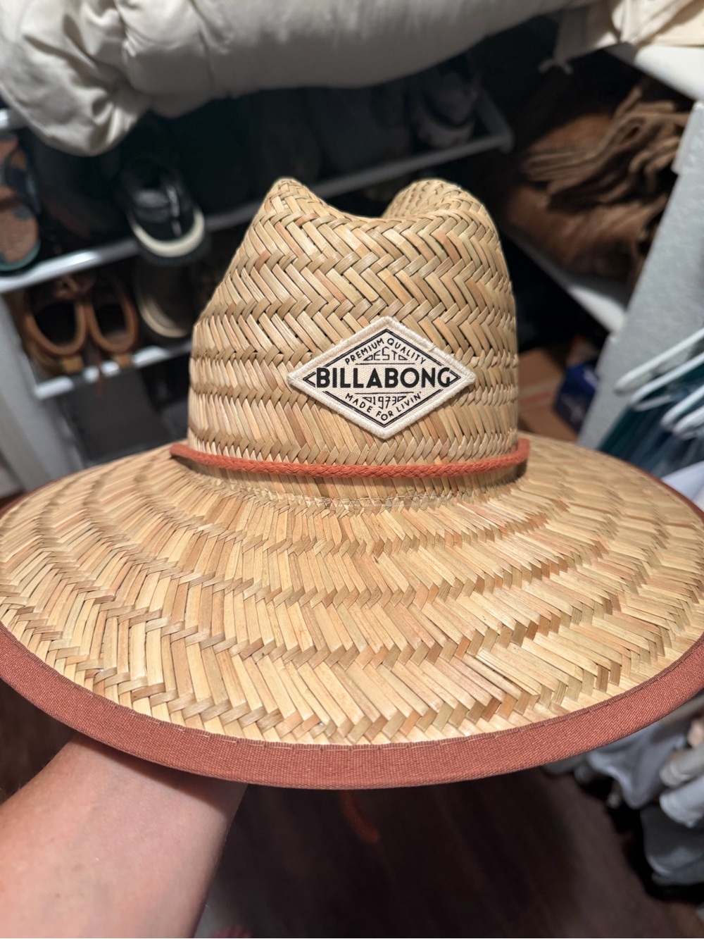 Billabong Natural Straw Sun Hat with Rust Trim